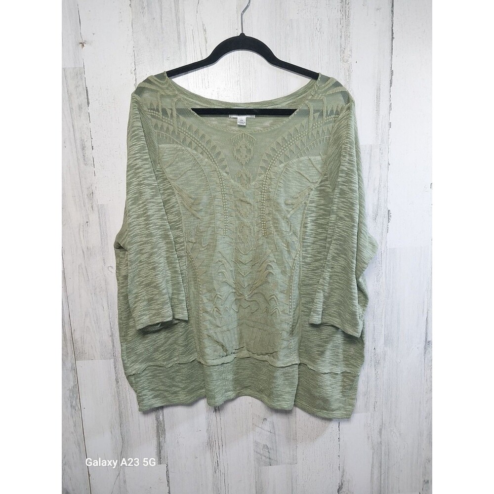 John Paul Richard Women's 2X Green Knit Top